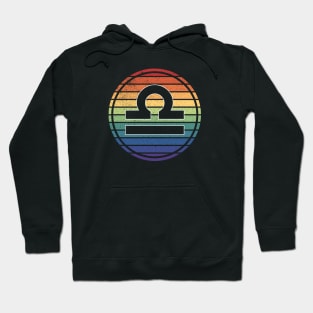 Vintage Distressed Rainbow Gay Pride Zodiac Libra Hoodie